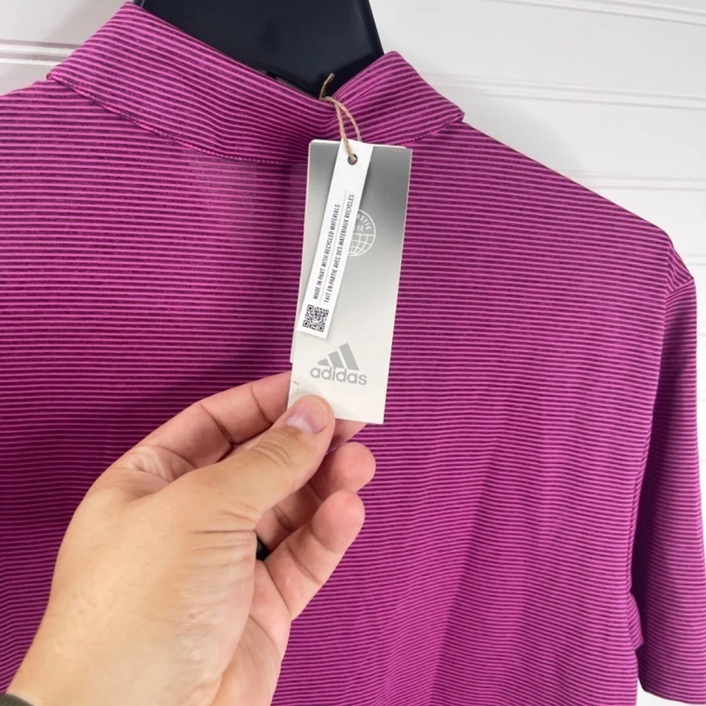 NWT adidas Men's Ottoman Stripe Golf Polo Shirt Small